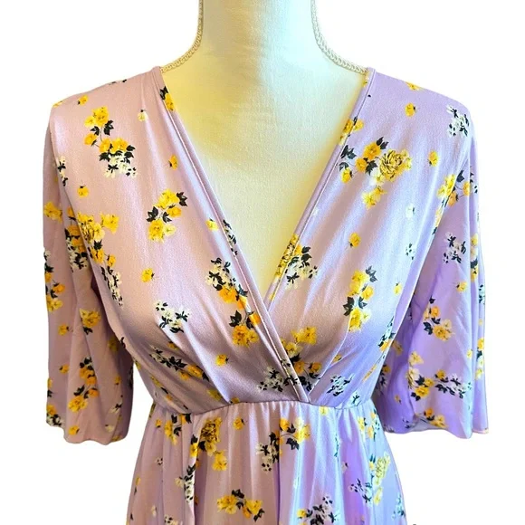 ASOS Maternity Kimono V-Neck Floral Midi Dress Sz 6 - Picture 6 of 7